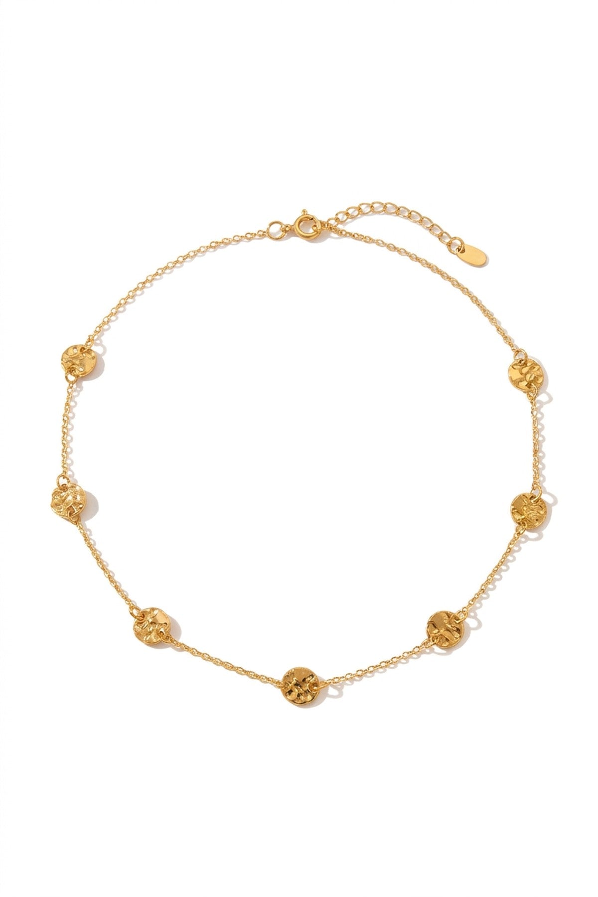 Isadora Hammered Disc Station Necklace - Gold_wb