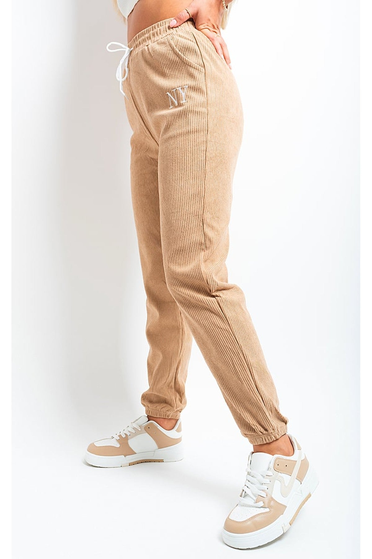 Noemi High Waisted Drawstring Trouser With Pockets - Mocha