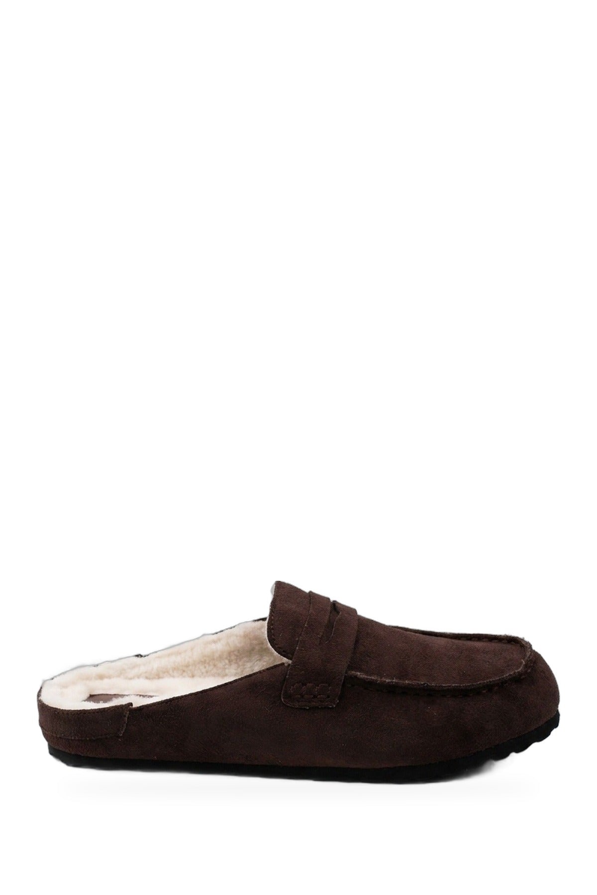 Nuala Faux Suede Fur Lined Mules - Brown
