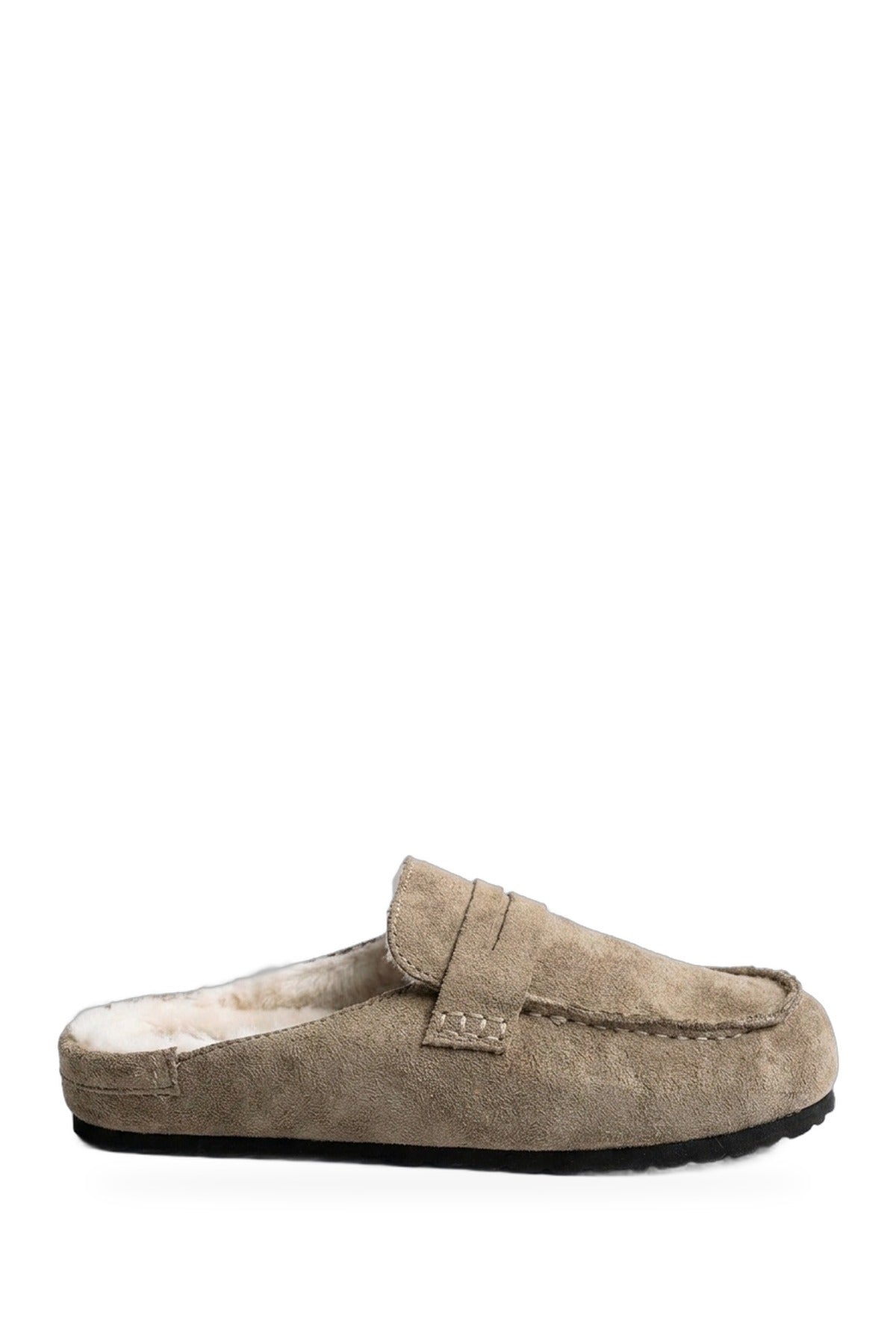 Nuala Faux Suede Fur Lined Mules - Camel