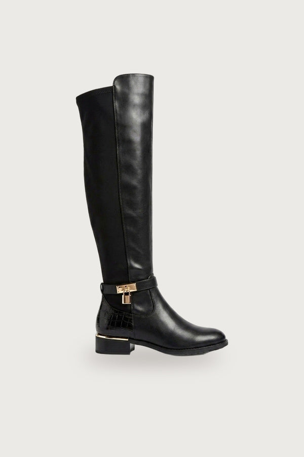 Octavia Over The Knee Boots - Black Pu