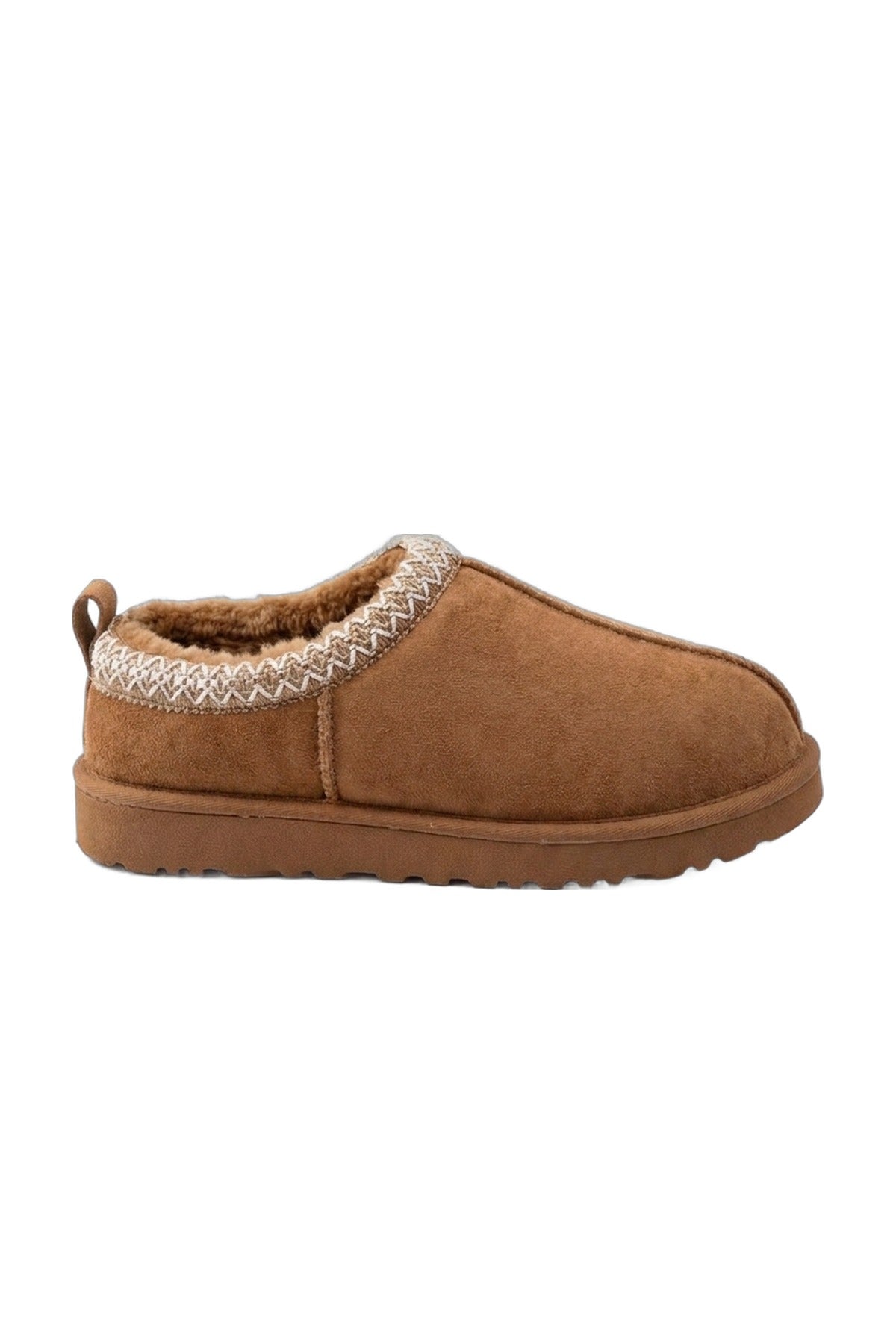 Odette Faux Suede Lined Slipper Mules - Camel_wb