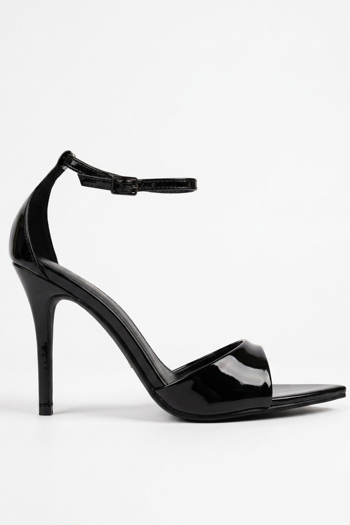 Sora Patent Ankle Strap Stiletto Heels - Black
