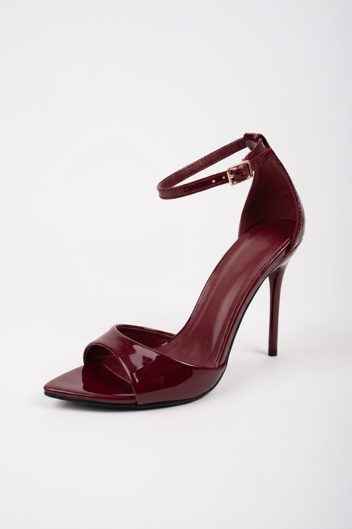 Sora Patent Ankle Strap Stiletto Heels - Bordeaux