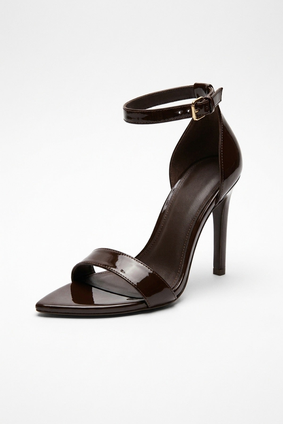 Sora Patent Ankle Strap Stiletto Heels - Brown