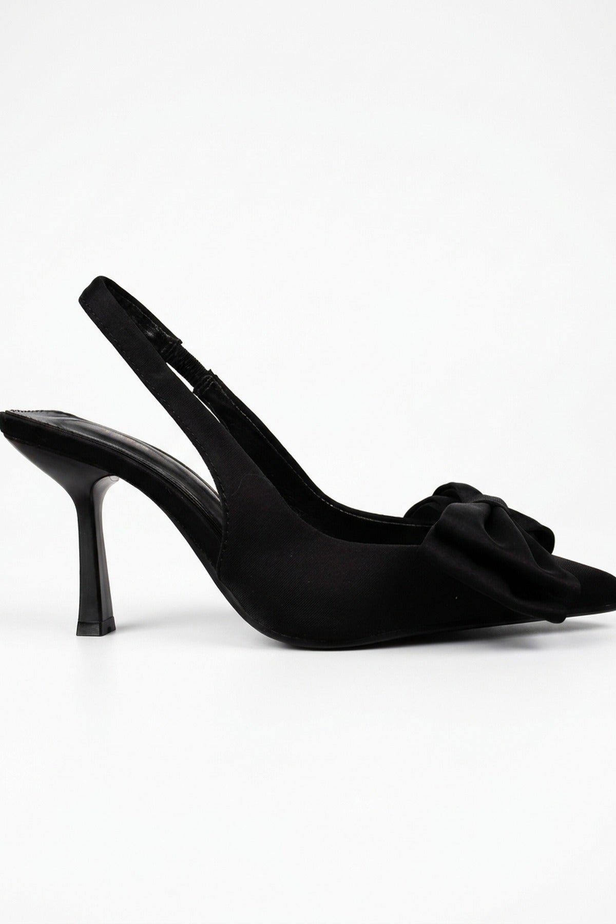 Octavia Satin Bow Pointed Toe Heels - Black