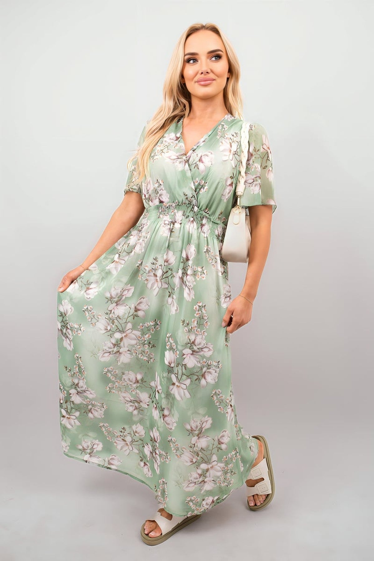 Ophelia Floral Wrap Maxi Dress - Mint