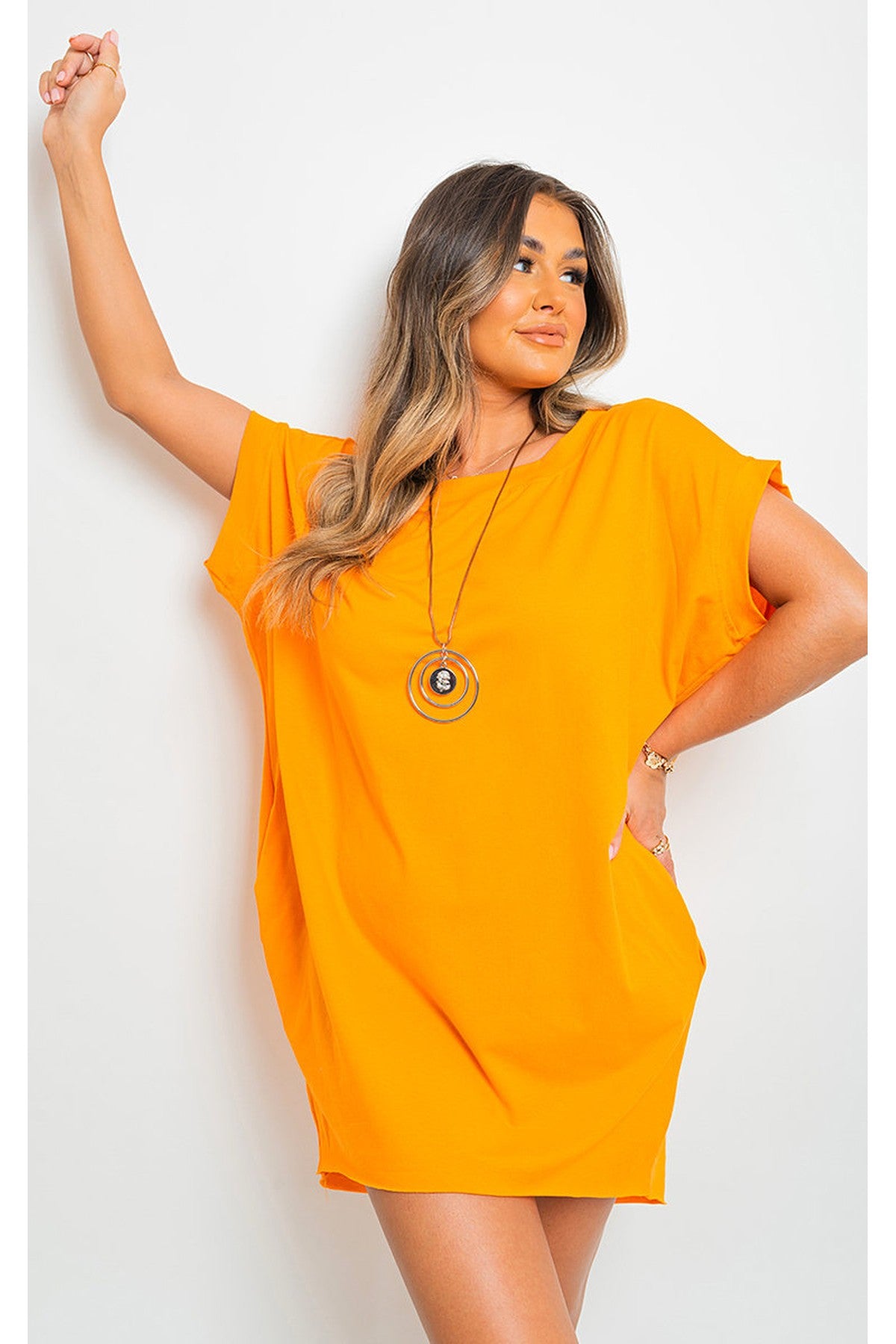 Esme Short Sleeve With Front Pockets Top - Orange