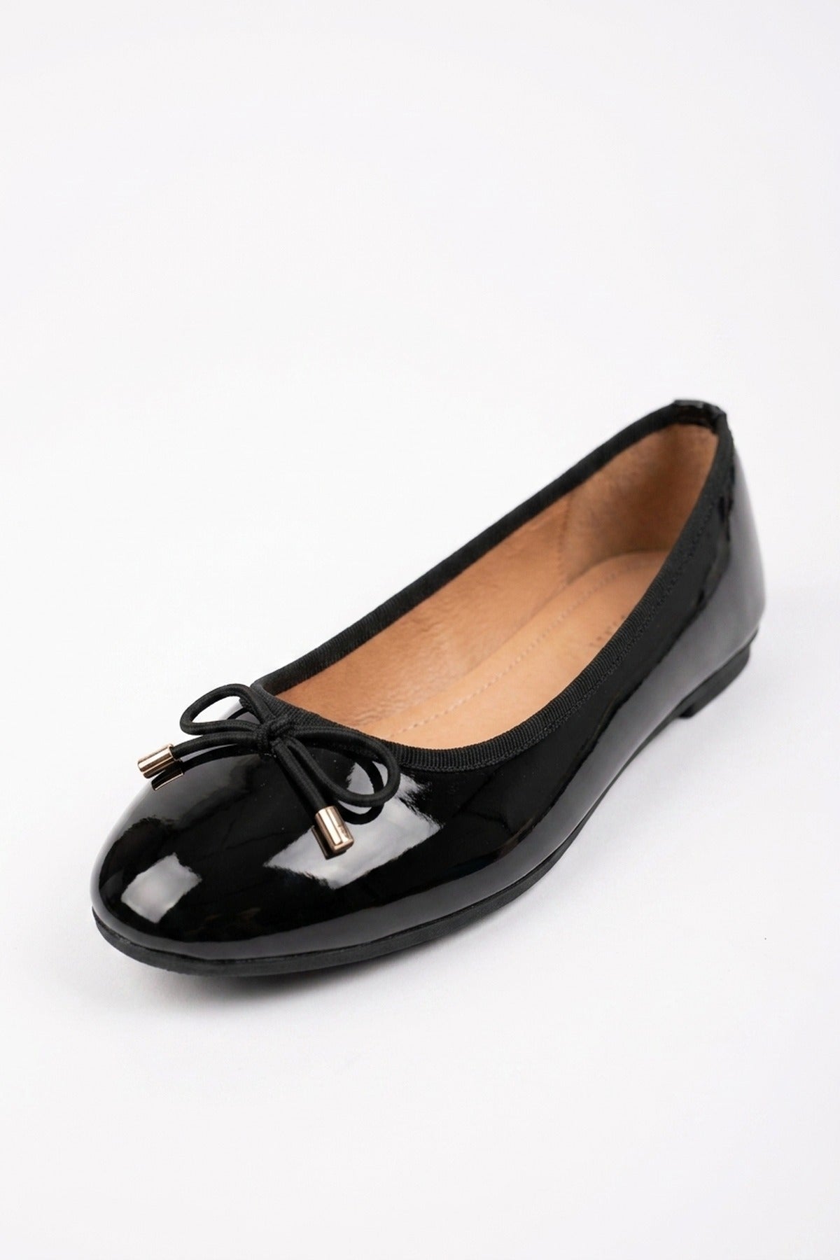 Constance Patent Bow Detail Ballet Pumps - Black