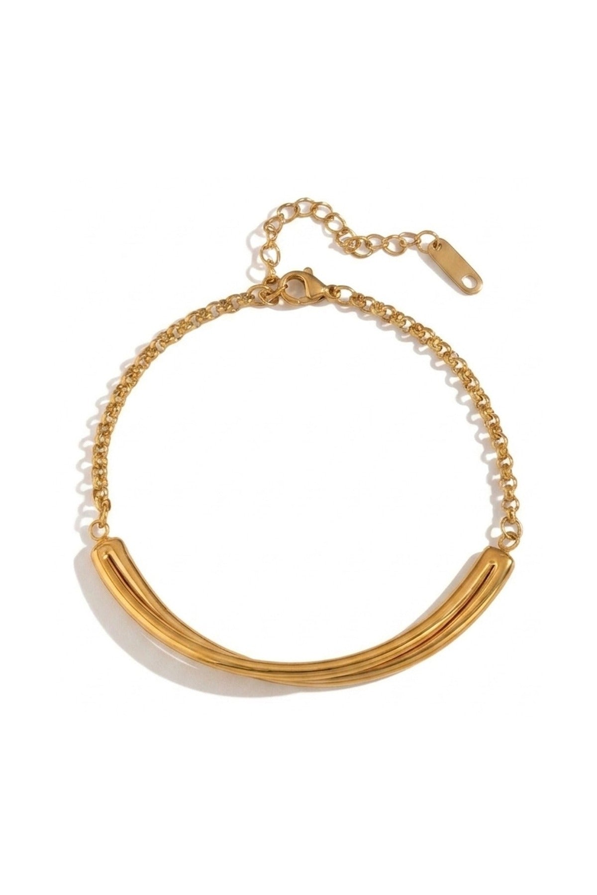 Philippa Gold Tone Curved Bar Chain - Gold_wb