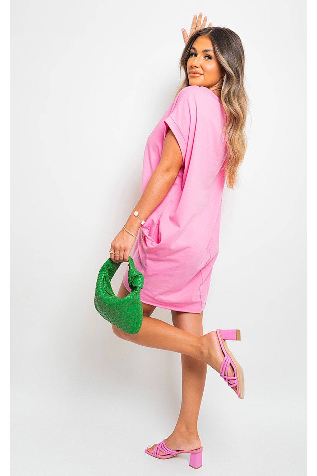 Esme Short Sleeve With Front Pockets Top - Pink