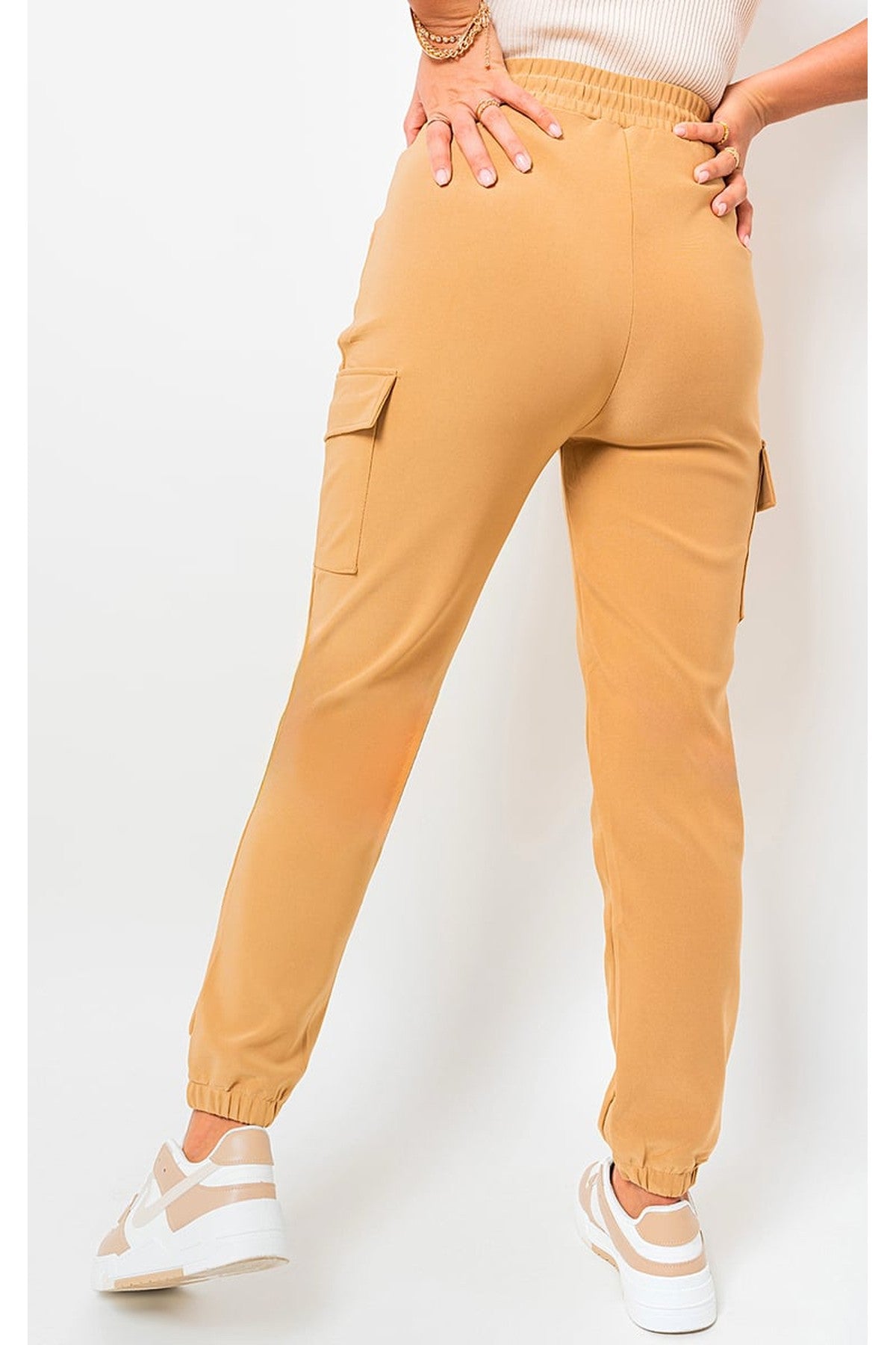 Plus Size Frankie Cargo Pocket Trouser With Drawstring - Camel