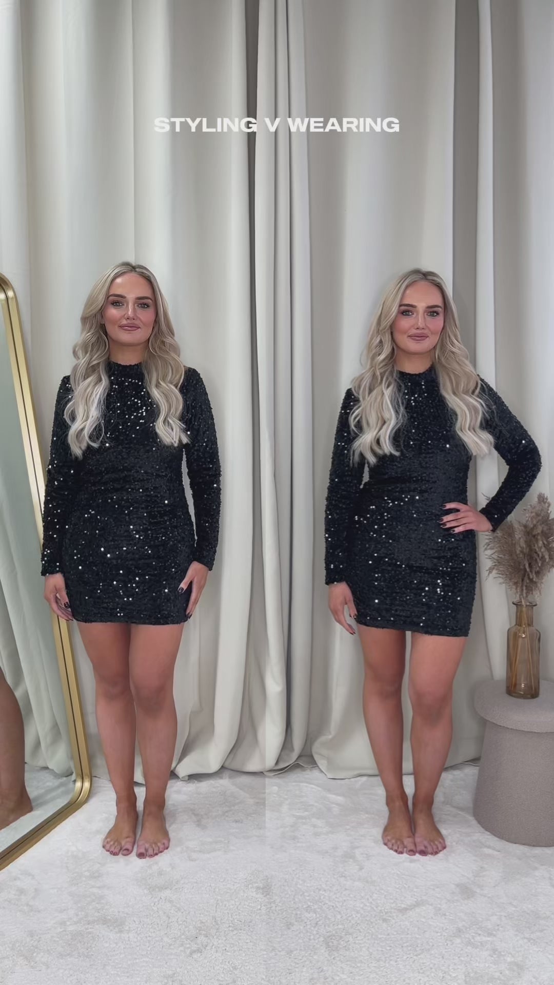 Lorena Sequin Long Sleeve Bodycon Mini Dress
