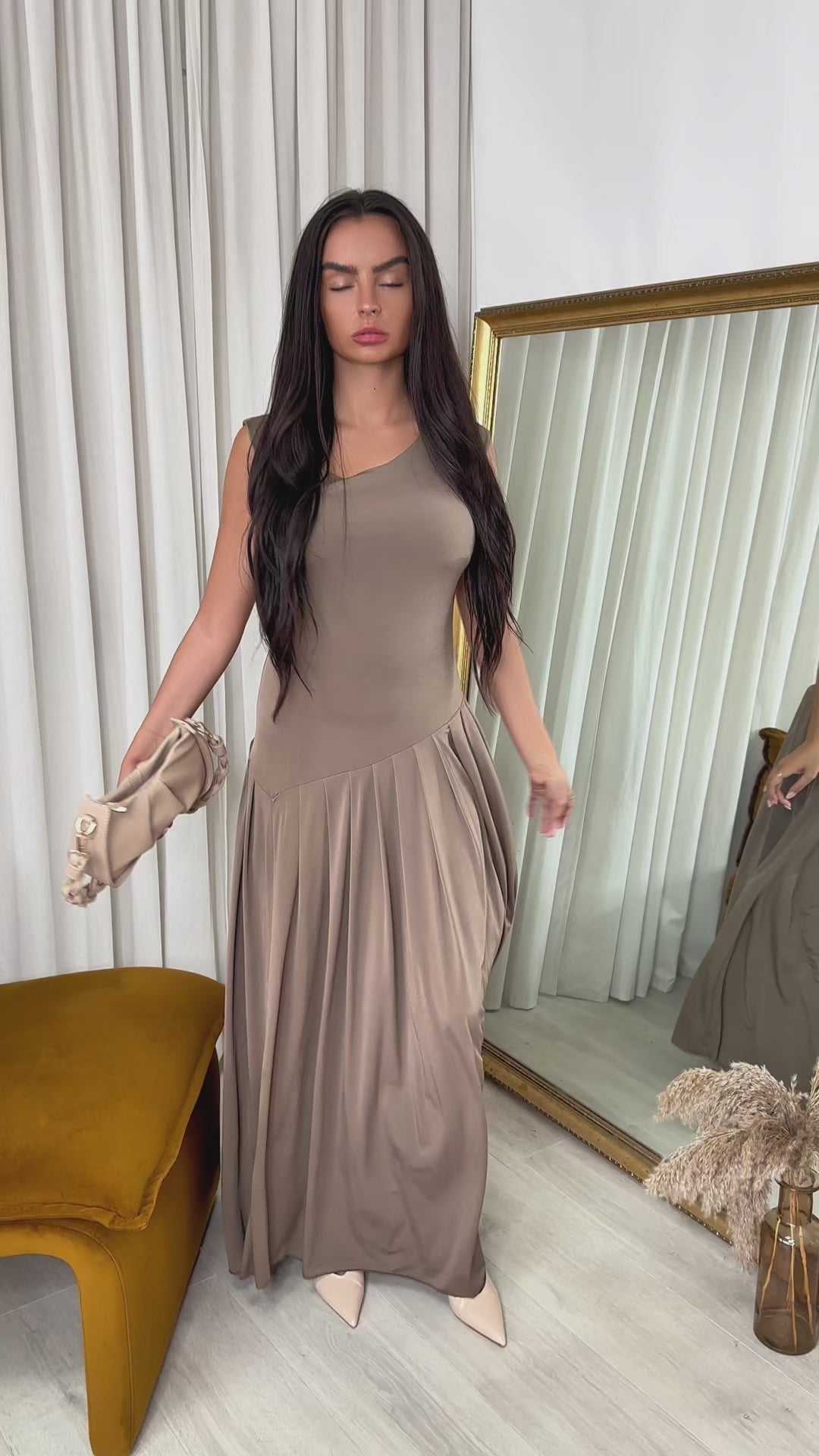Tylah Short Sleeve Pleated Relaxed Maxi Dress