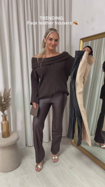 Lucia High Waisted Faux Leather Trouser