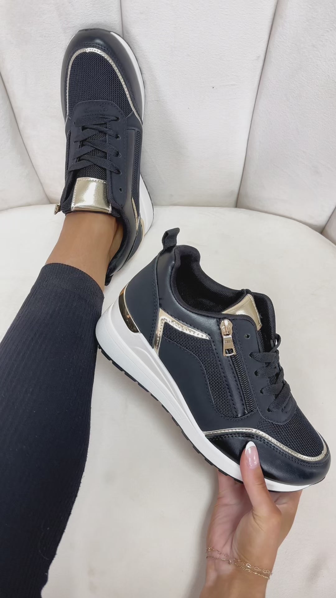 Elira Zip Side Mesh Panel Wedge Trainers