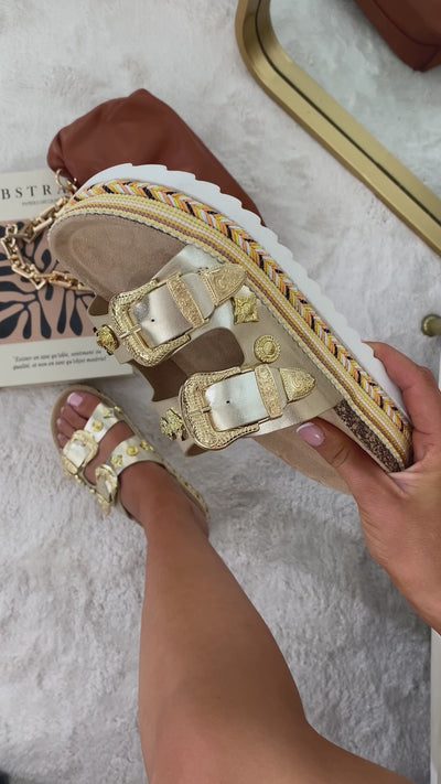 Fiona Punk Studded Buckle Platform Sandals