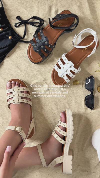 Myla Studded Multi Strap Flatform Sandals