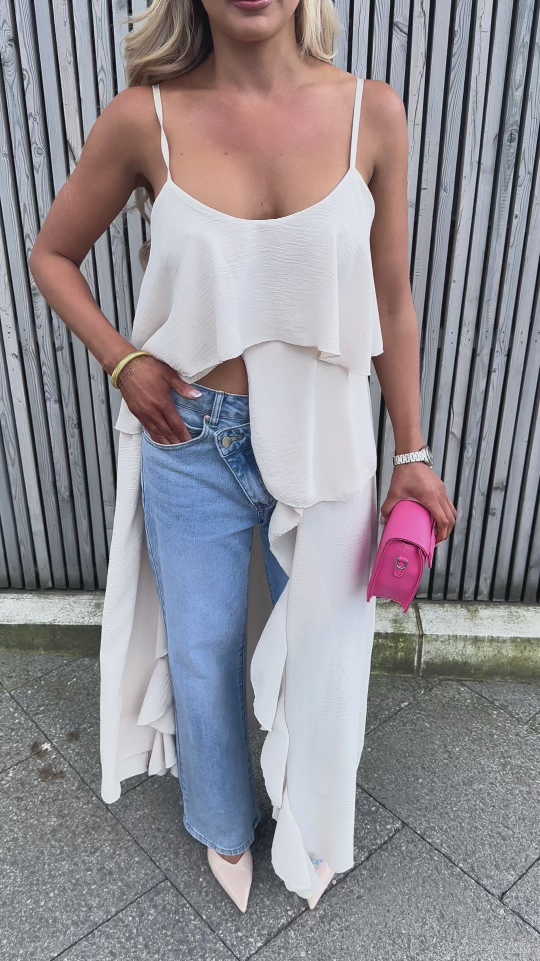 Nayeli Layered Cami Top With Asymmetric Hem
