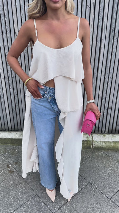 Nayeli Layered Cami Top With Asymmetric Hem