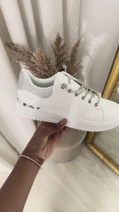 Callie Embellished Lace Platform Trainers