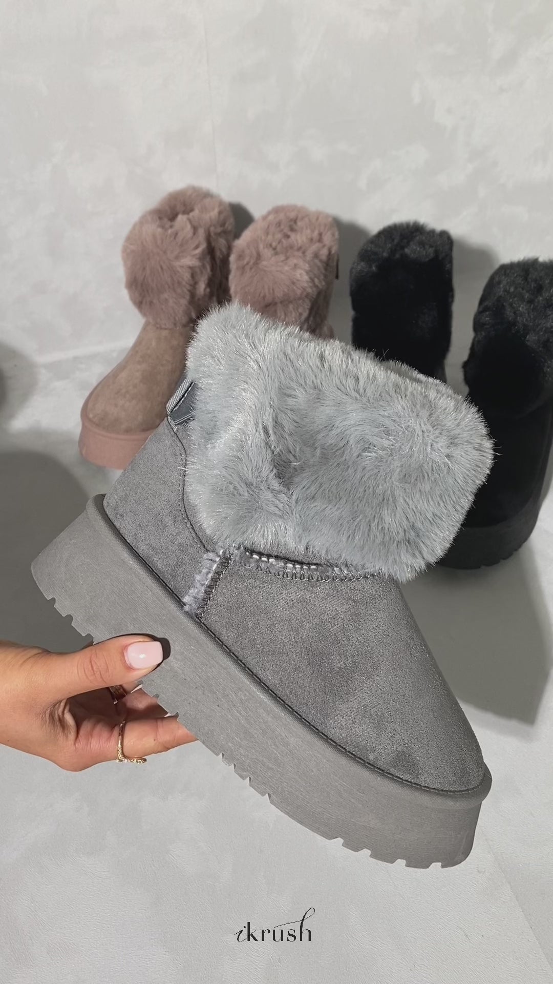 Elsa Fuzzy Cuff Slip On Snow Boots