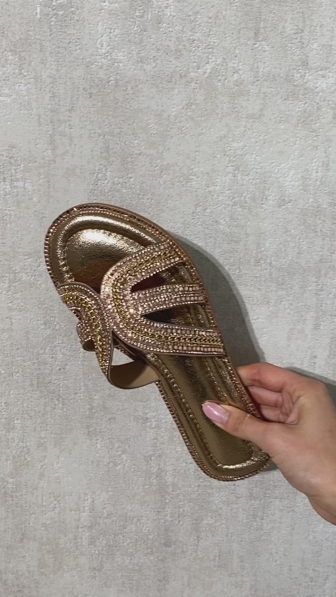 Fatima Embellished Open Toe Flat Sandals
