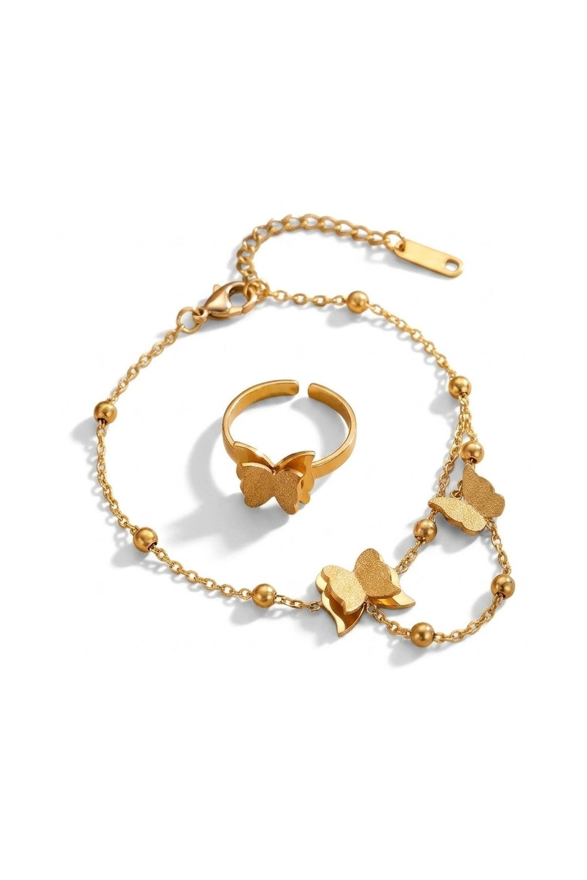 Prudence Gold Tone Butterfly Hand Chain - Gold_wb