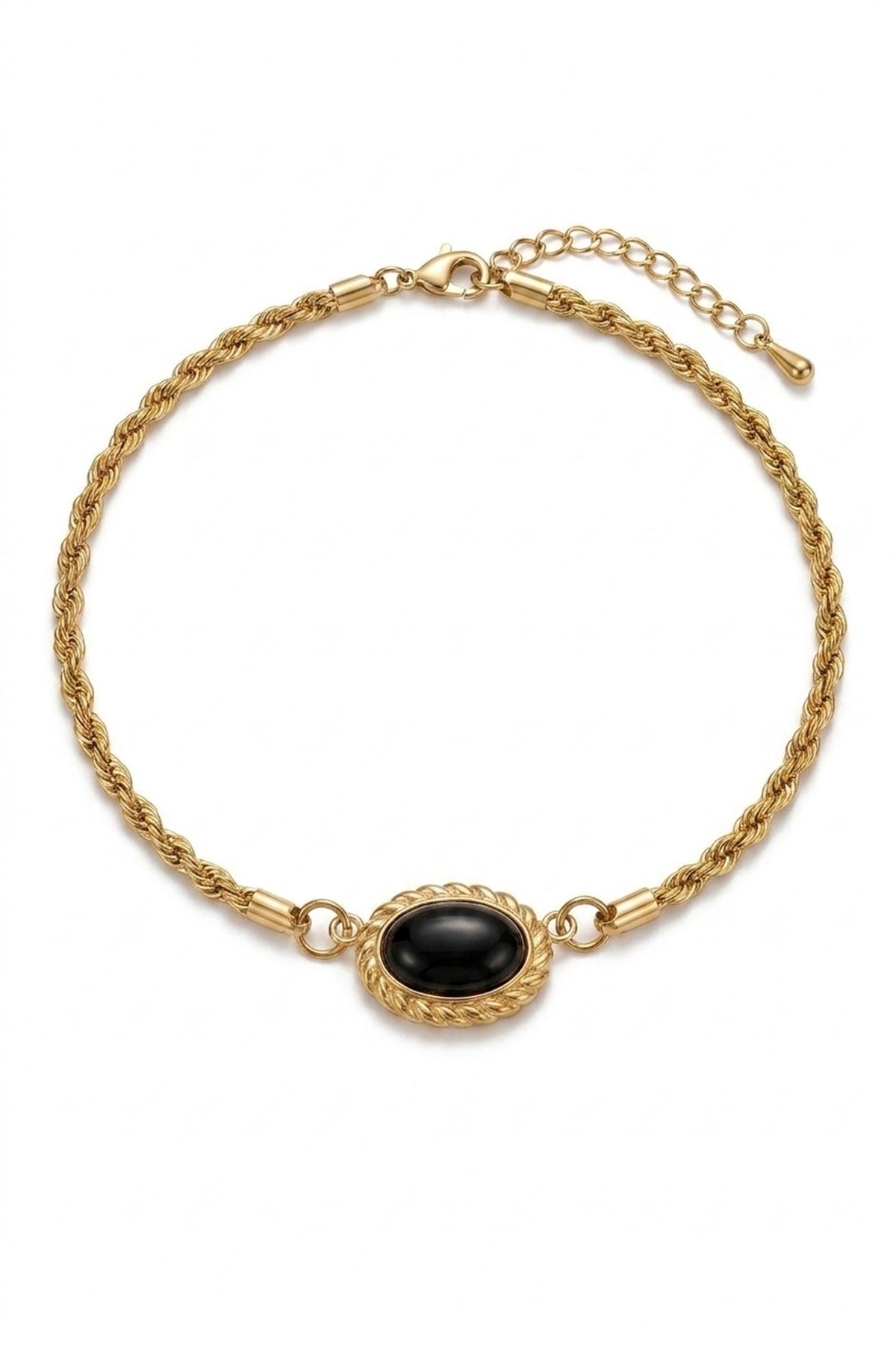 Rabban Agate Stone Layered Necklace - Gold_wb