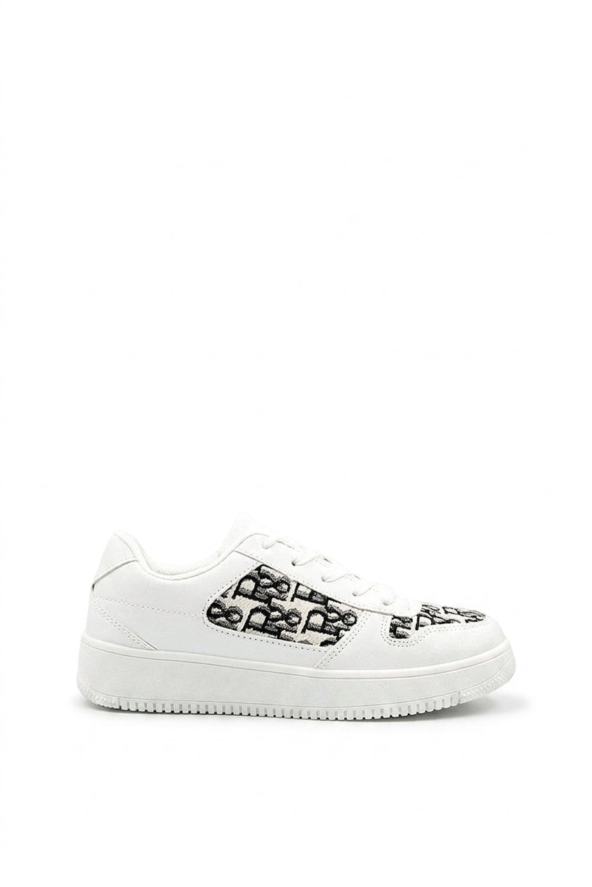 Raina Lace Up Platform Trainers - White