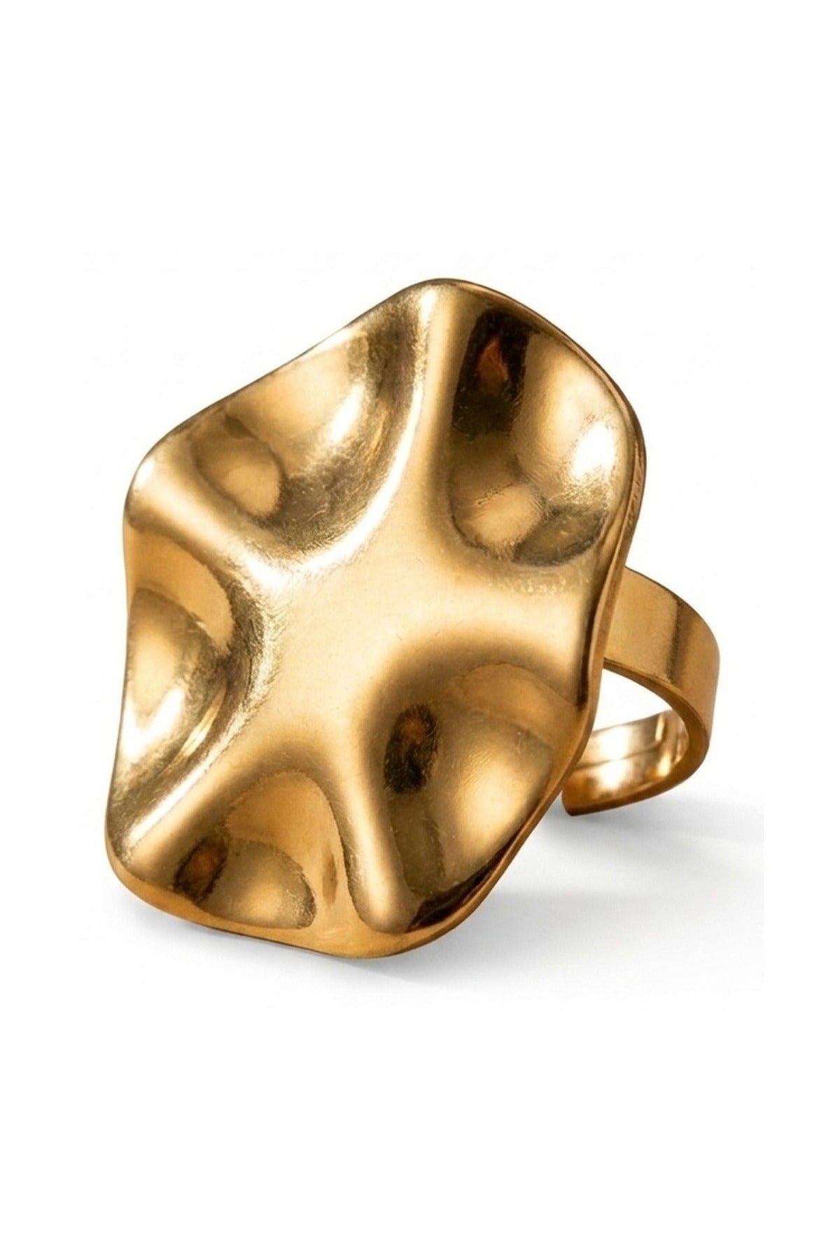 Sunny Gold Tone Abstract Wavy Statement - Gold_wb