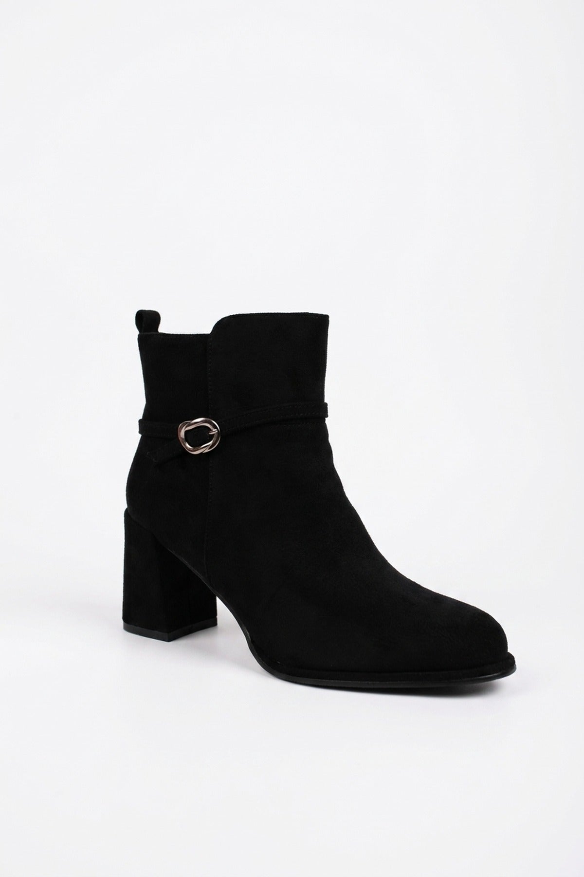Henrietta Faux Suede Ankle Boots - Black