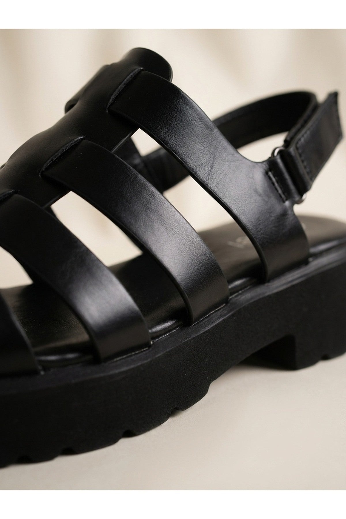 Rosa Cage Platform Sandals - Black