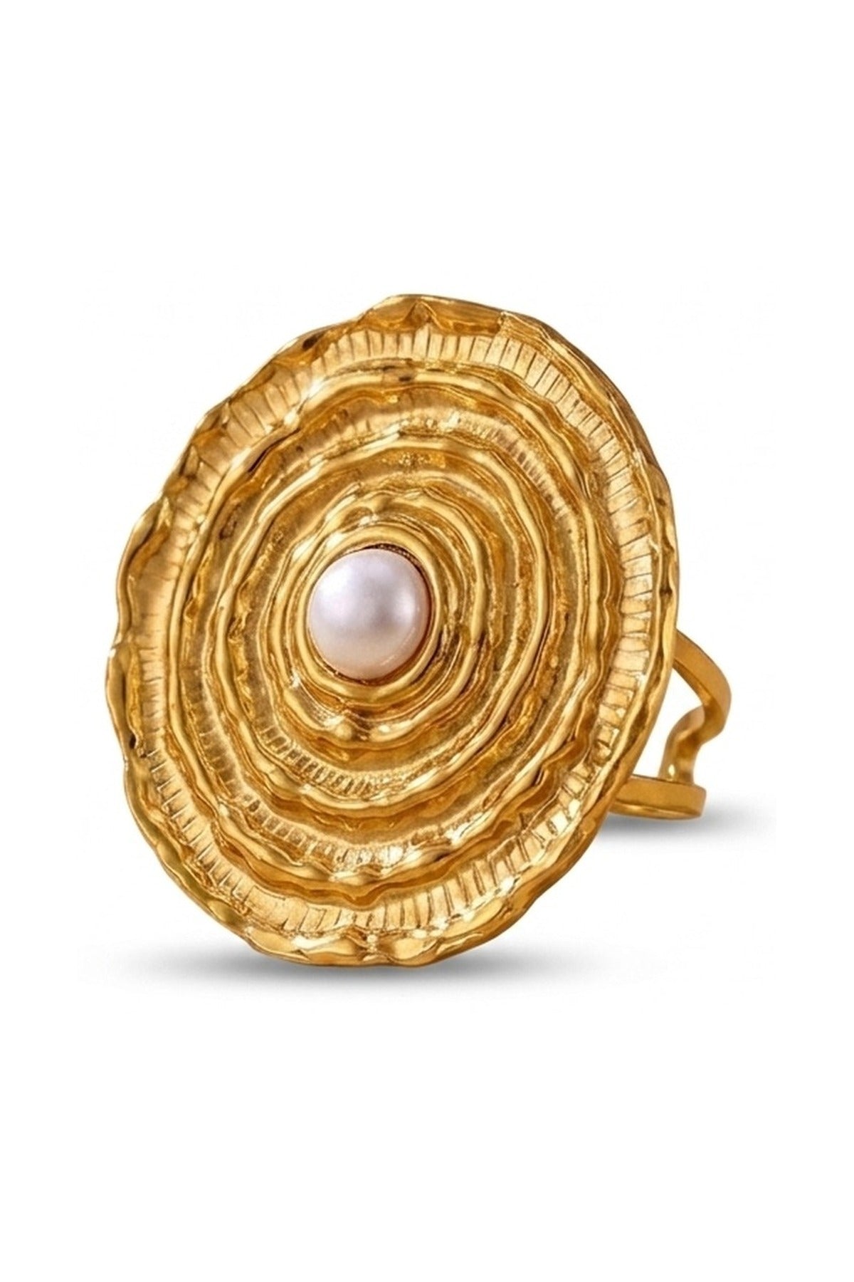 Rosalind Gold Tone Textured Spiral Ring - Gold_wb
