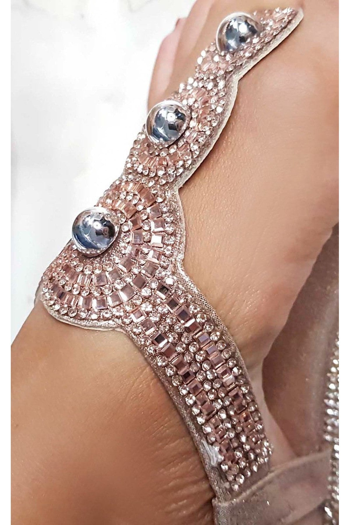 Orlagh Diamante Embellished Sandals - Rose Gold