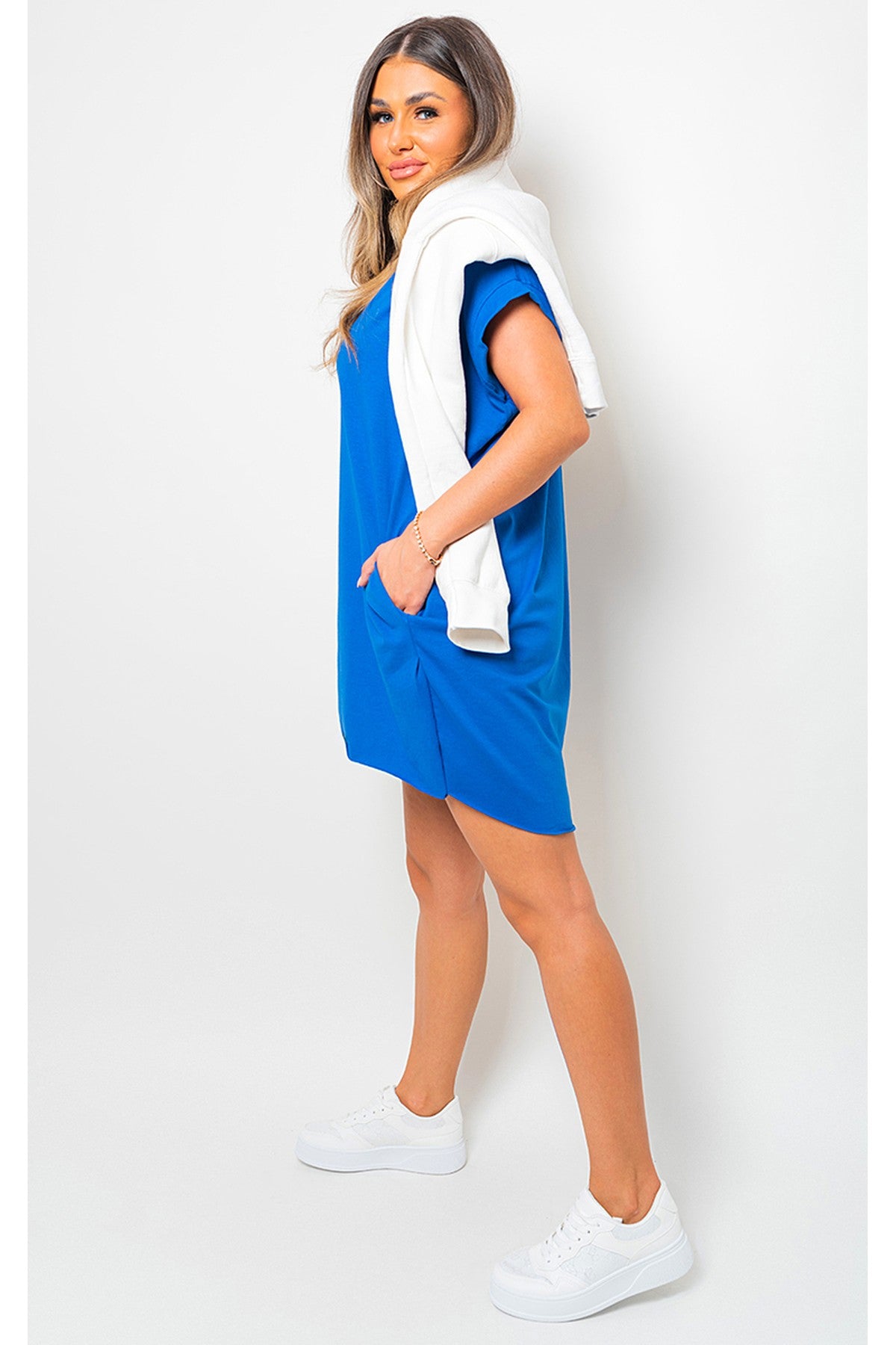 Esme Short Sleeve With Front Pockets Top - Royal