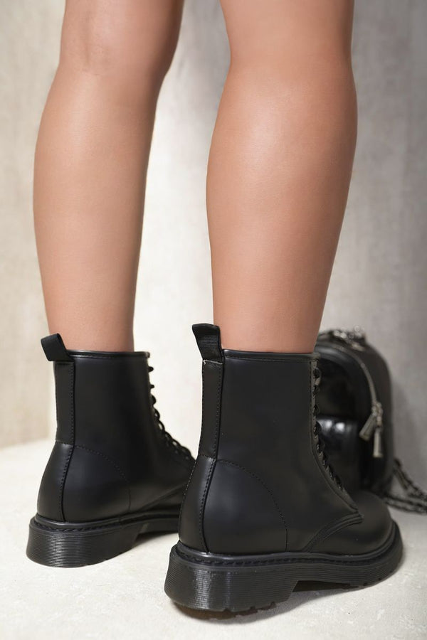 Rylee Lace-up Platform Ankle Boots - Black
