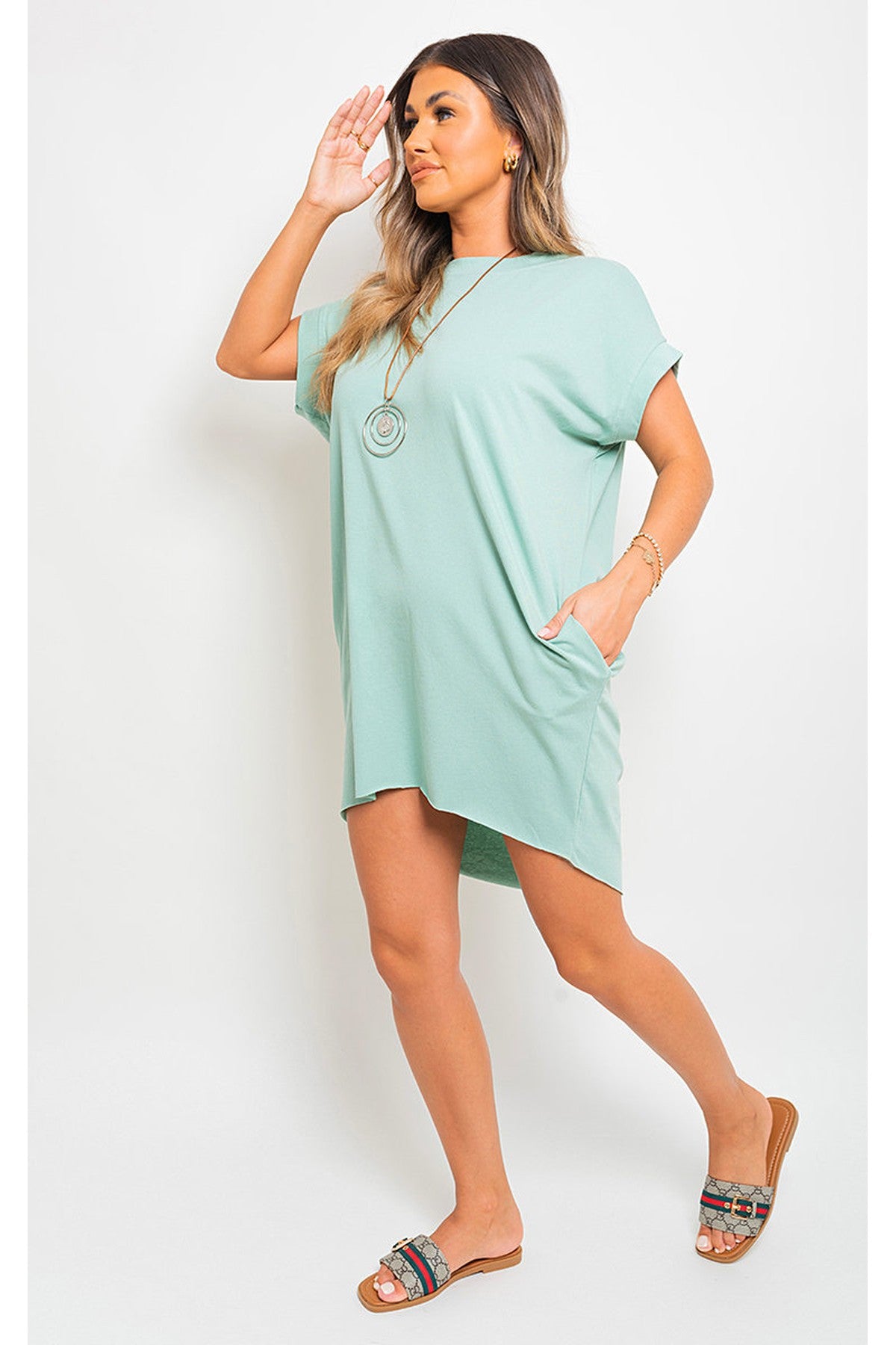 Esme Short Sleeve With Front Pockets Top - Sage