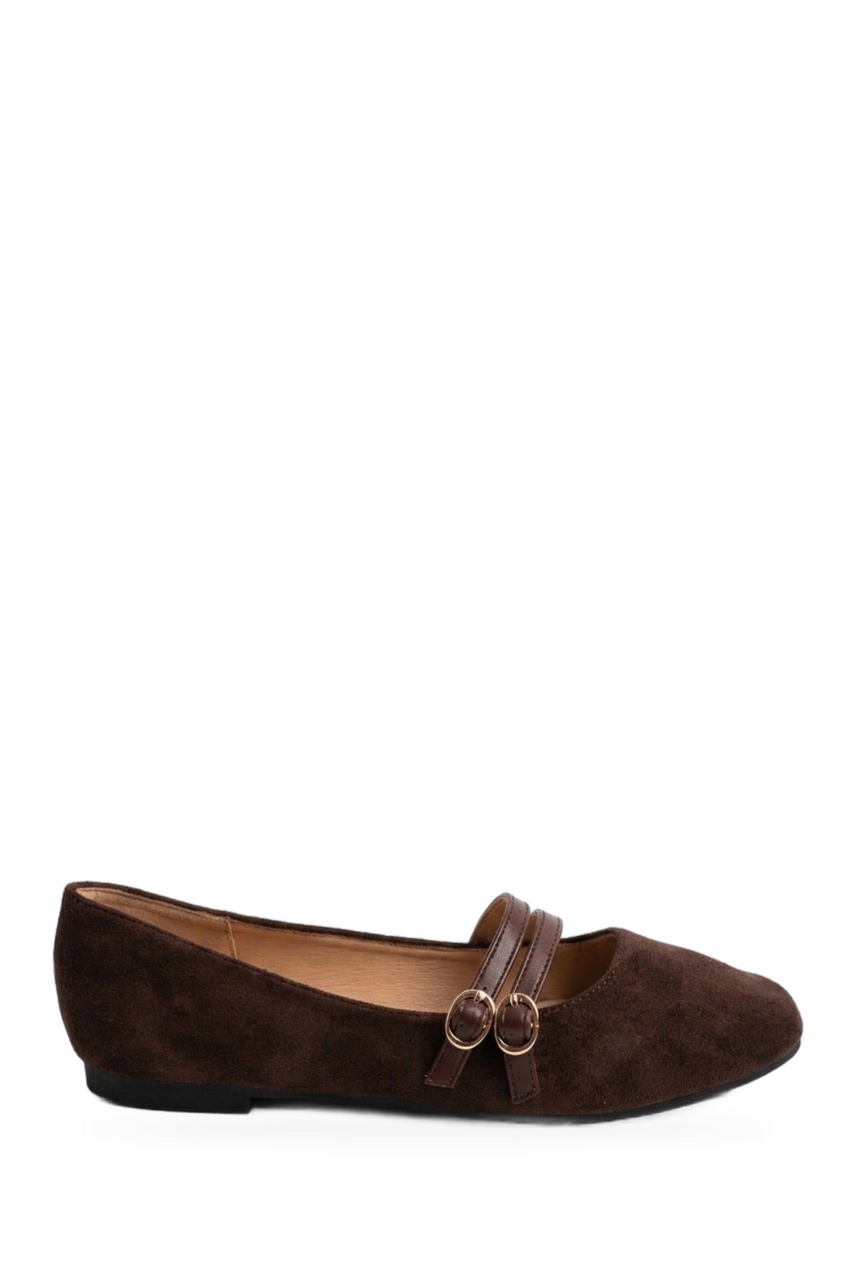 Saoirse Faux Suede Double Buckle Strap - Brown