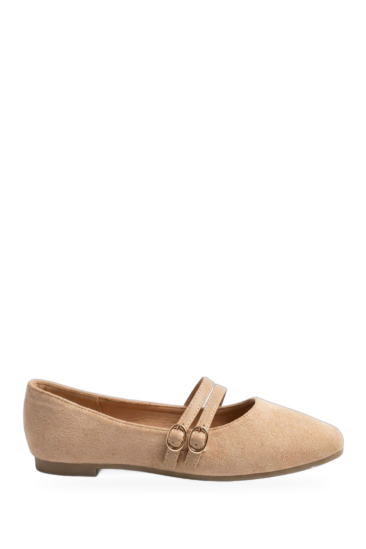 Saoirse Faux Suede Double Buckle Strap - Camel