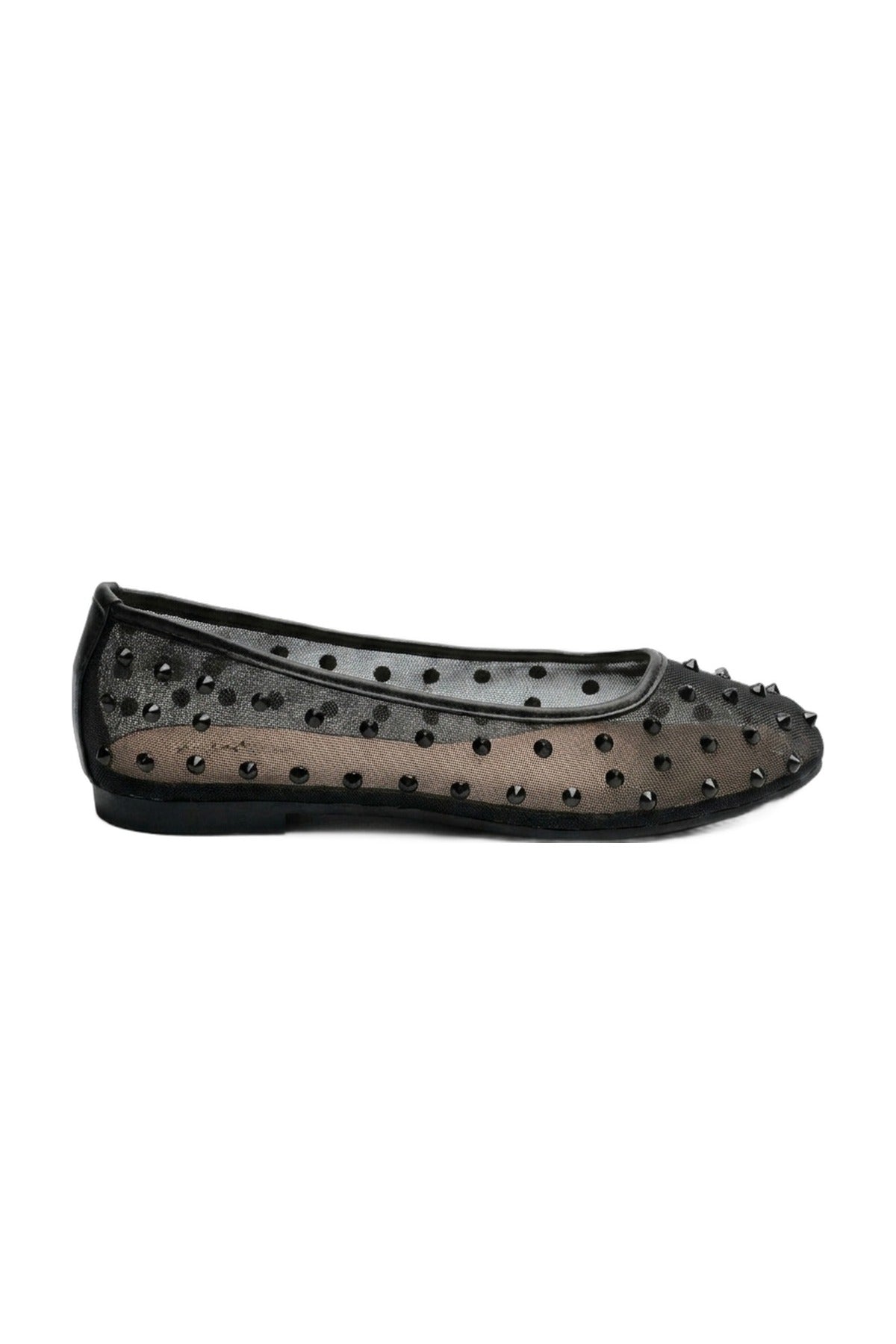 Saoirse Sheer Embellished Ballet Flats - Black_wb