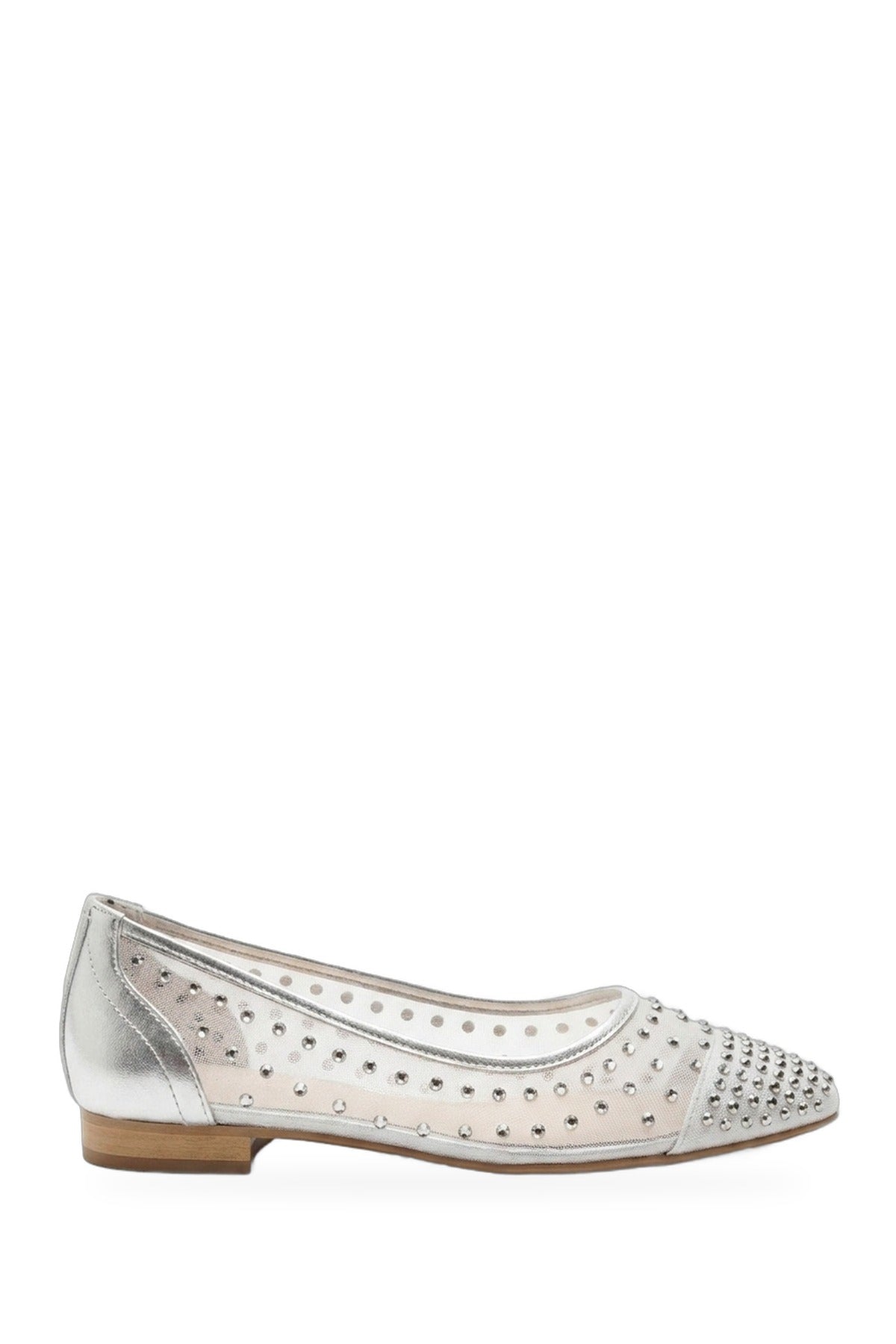 Saoirse Sheer Embellished Ballet Flats - Silver