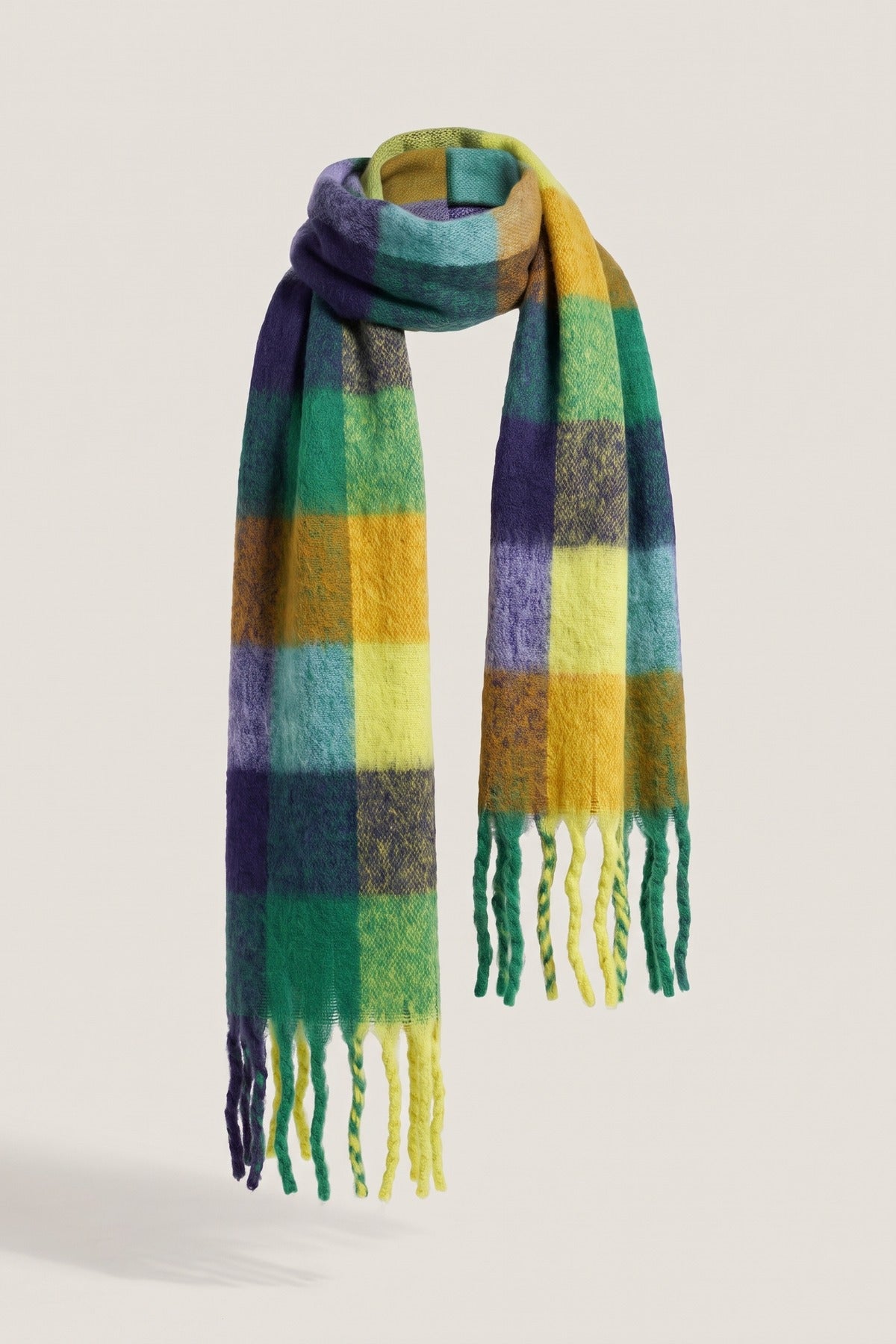 Wiktoria Colour Block Tasselled Scarf - Multi