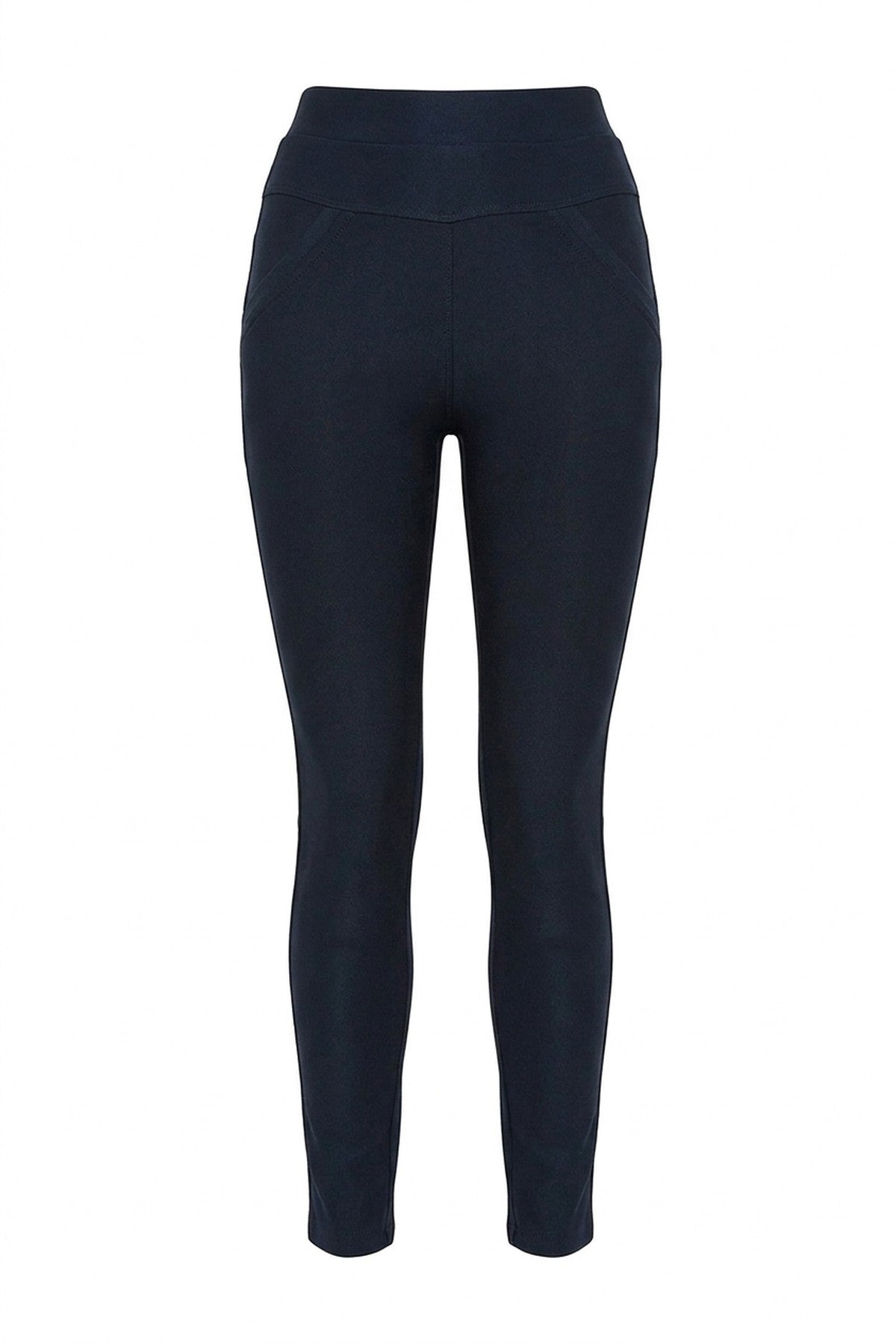 Selene Wide Waistband Trouser With Front Pockets - Black_wb