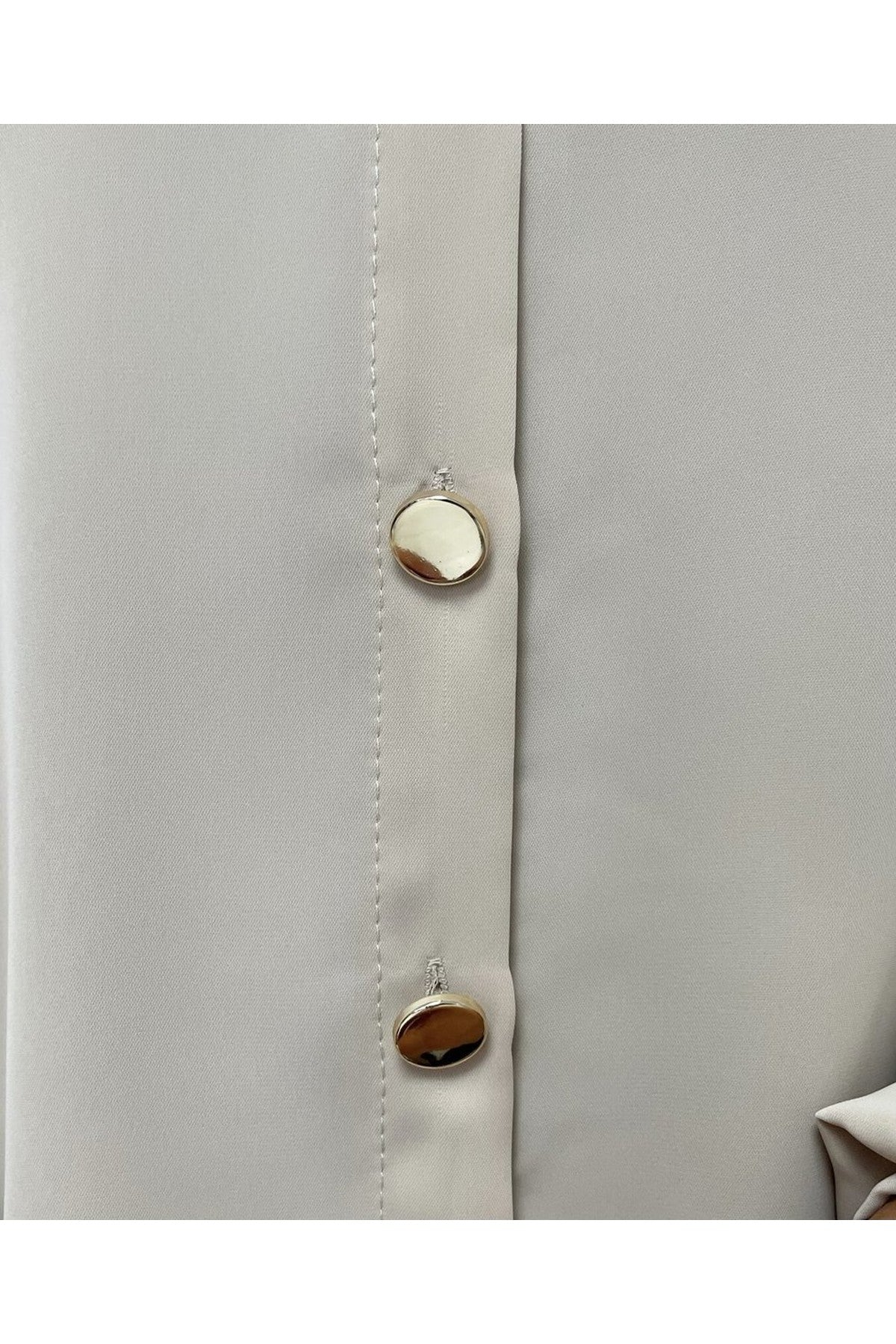 Sienna Oversized Collared Button Down Top - Beige