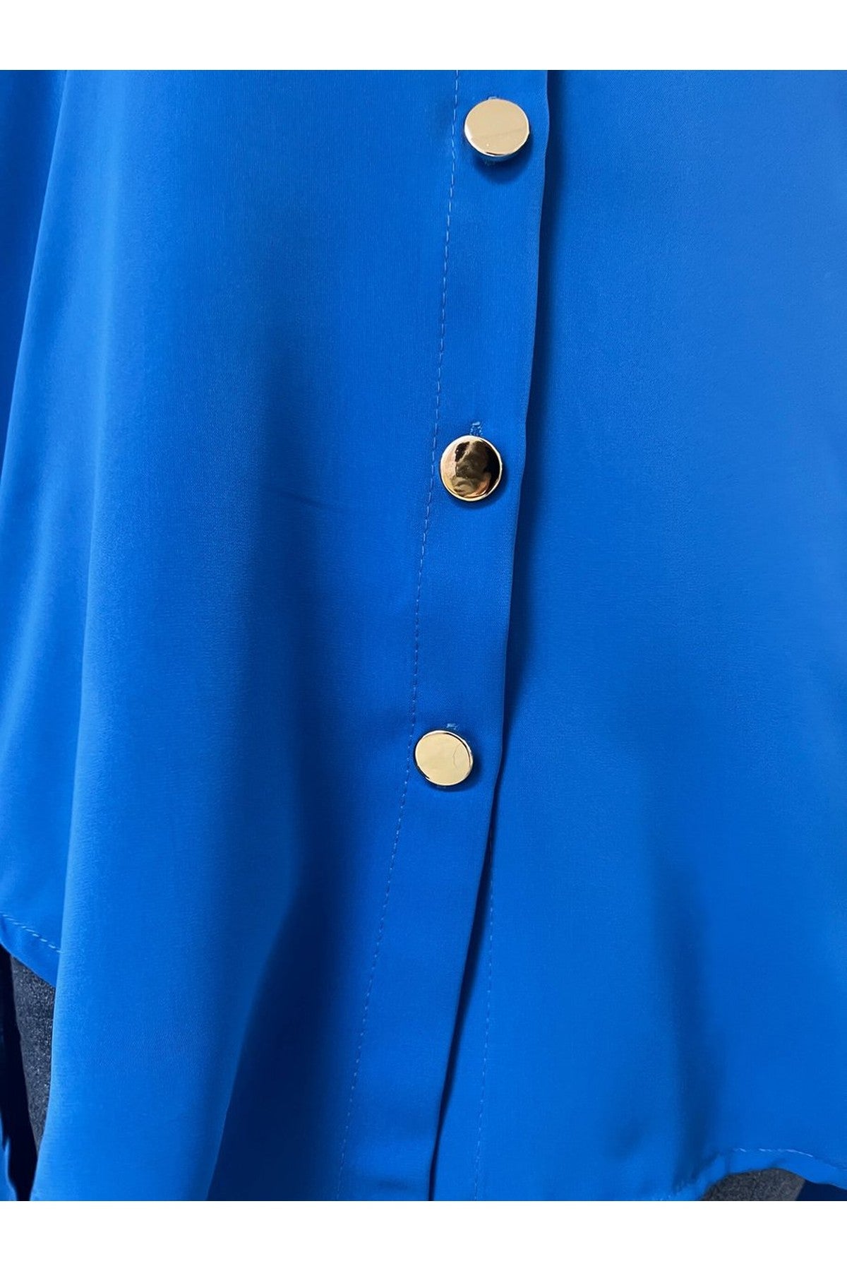 Sienna Oversized Collared Button Down Top - Royal