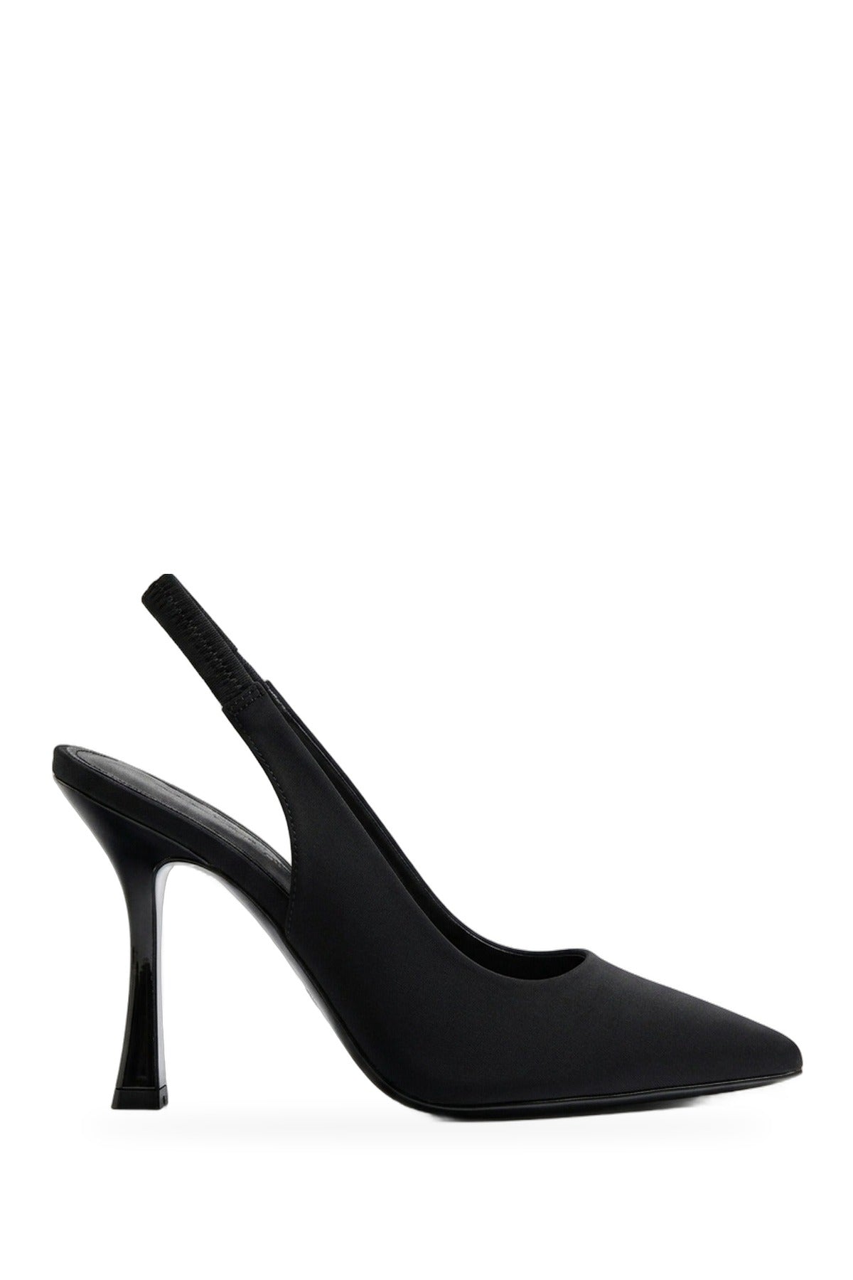Sloane Satin Pointed Toe Slingback Heels - Black