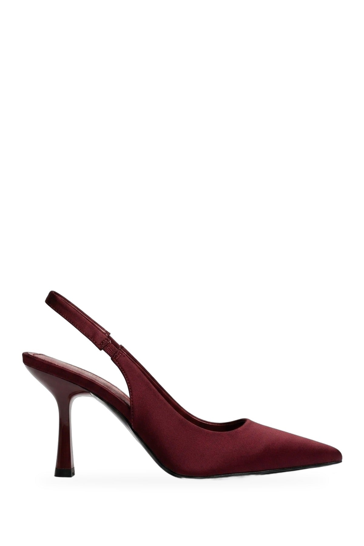 Sloane Satin Pointed Toe Slingback Heels - Bordeaux