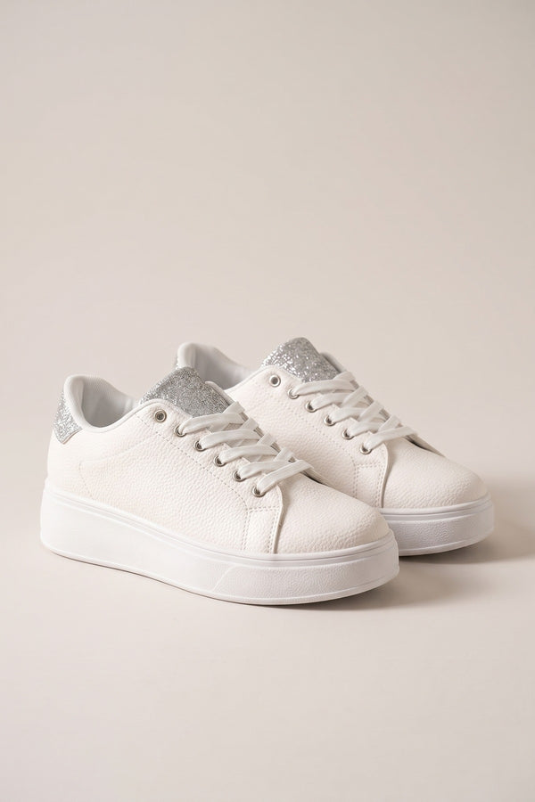 Sophie Womens Classic Platform Trainers - Silver