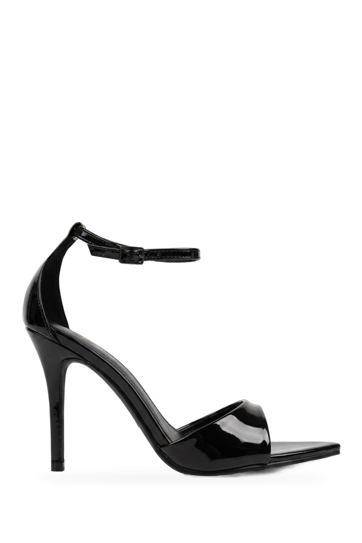 Sora Patent Ankle Strap Stiletto Heels - Black